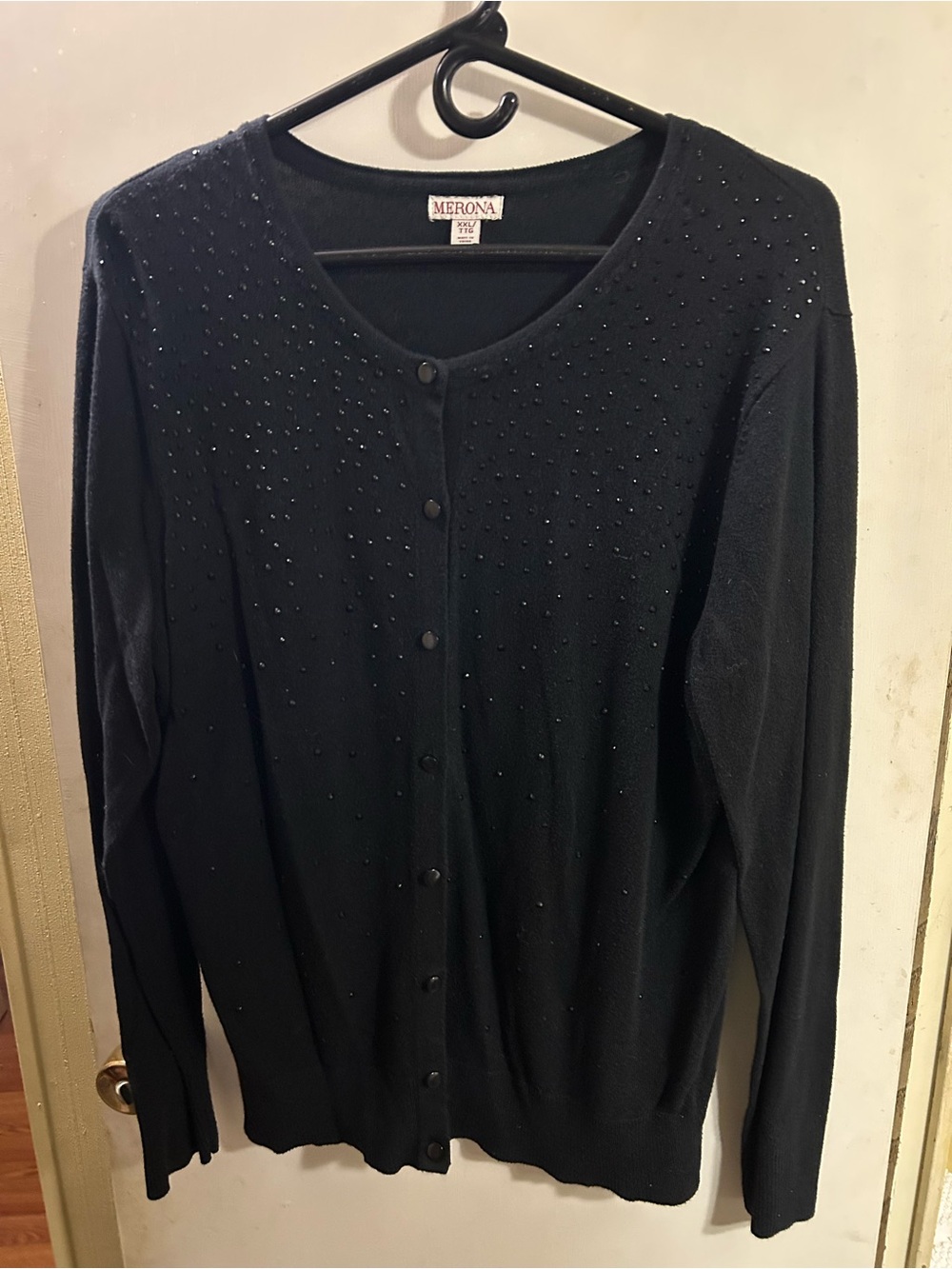 Merona Black Beaded Button-Up Cardigan
